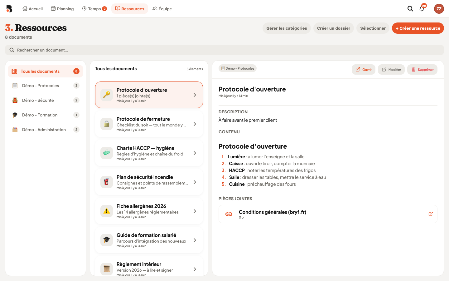 Bibliothèque de ressources opérationnelles et fiches HACCP Bryf